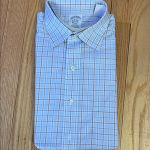 Brooks Brothers Light Blue Plaid Men's Dress Shirt
